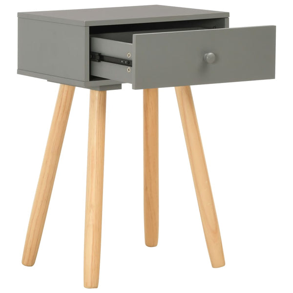 Nachttische 2 Stk. Grau Kiefer Massivholz