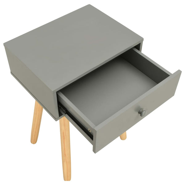 Nachttische 2 Stk. Grau Kiefer Massivholz