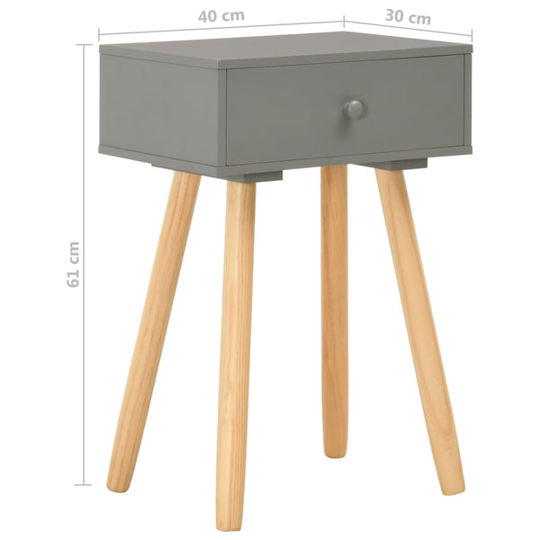 Nachttische 2 Stk. Grau Kiefer Massivholz