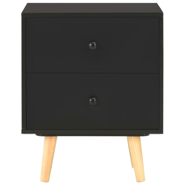Nachttische 2 Stk. Schwarz 40 x 30 x 50 cm Kiefer Massivholz