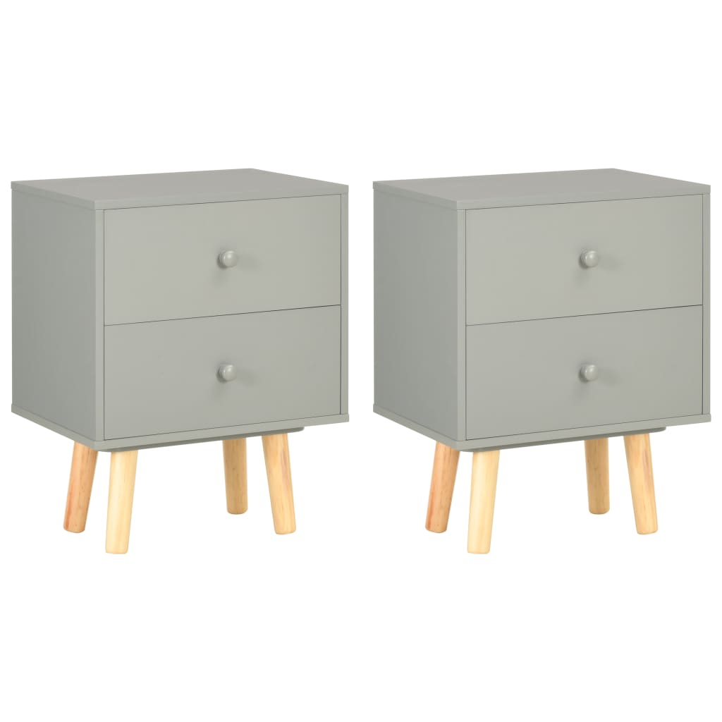 vidaXL Tables de chevet 2 pcs Gris 40 x 30 x 50 cm Bois de pin massif