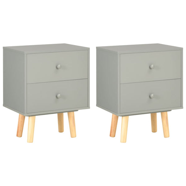 vidaXL Tables de chevet 2 pcs Gris 40 x 30 x 50 cm Bois de pin massif