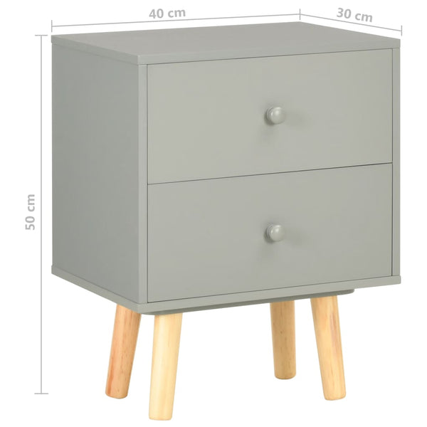 vidaXL Tables de chevet 2 pcs Gris 40 x 30 x 50 cm Bois de pin massif
