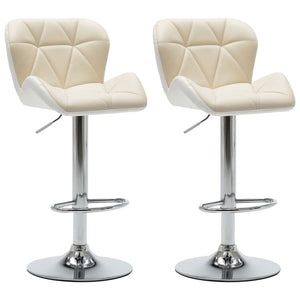 vidaXL Tabourets de bar 2 pcs Crème Similicuir