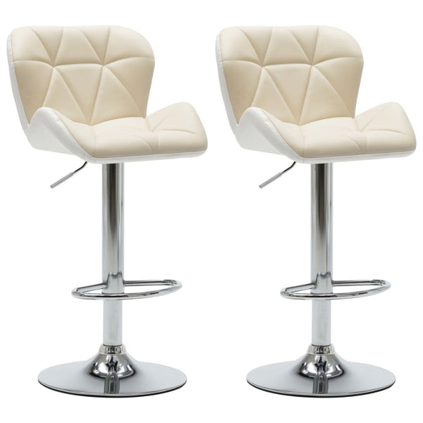 vidaXL Tabourets de bar 2 pcs Crème Similicuir