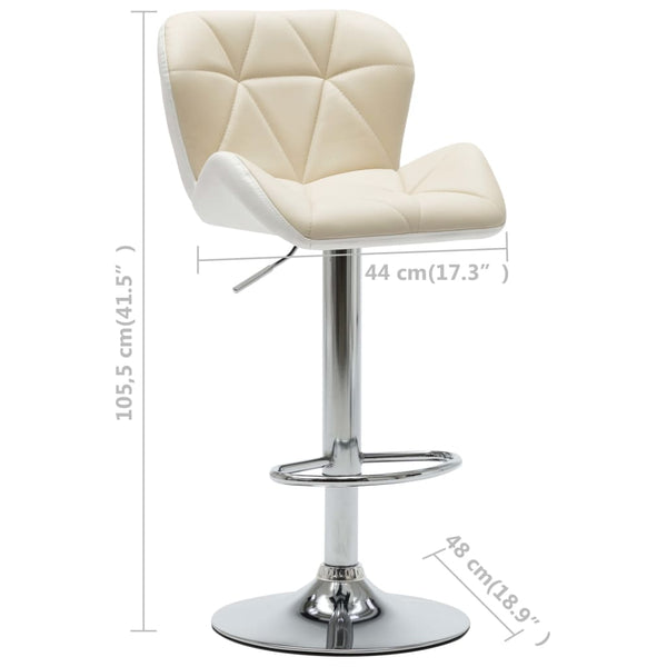 vidaXL Tabourets de bar 2 pcs Crème Similicuir