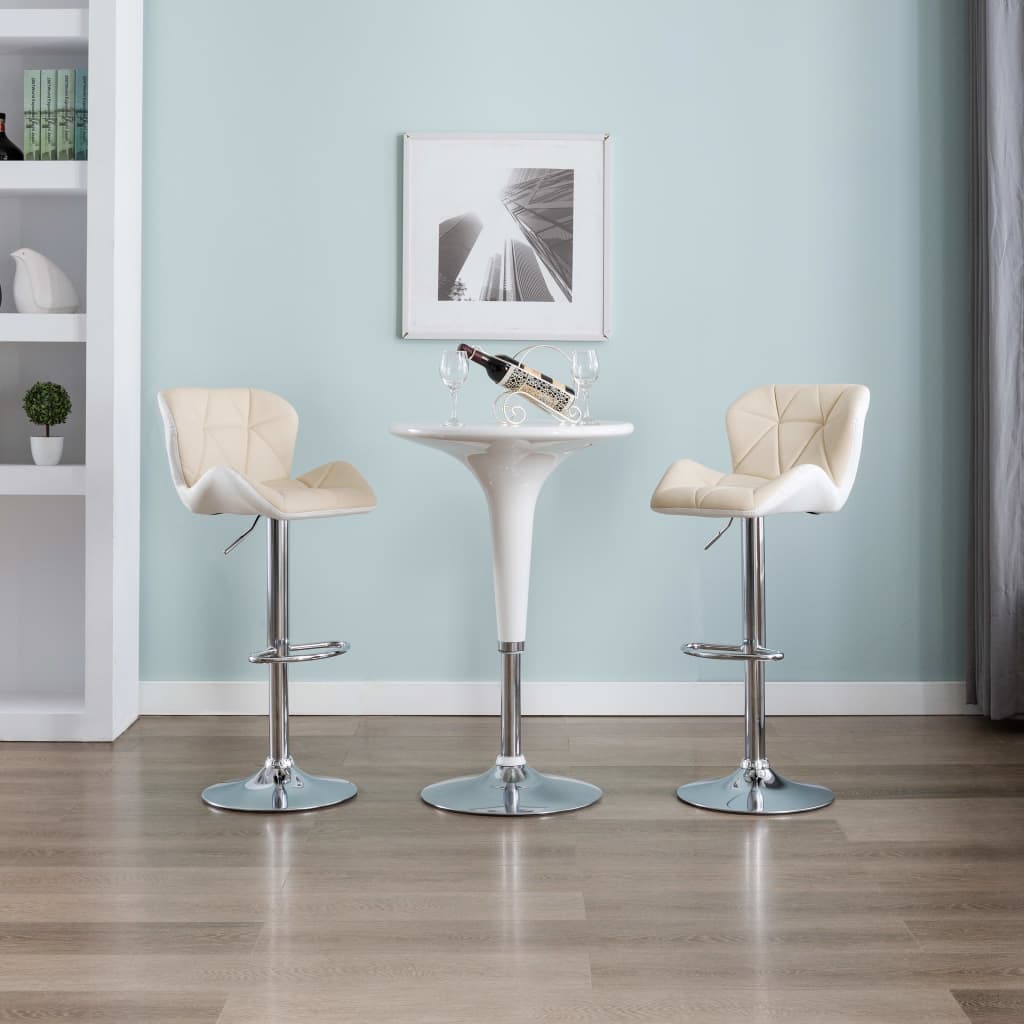 vidaXL Tabourets de bar 2 pcs Crème Similicuir