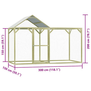 Hühnerkäfig 3x1,5x2 m Imprägniertes Kiefernholz