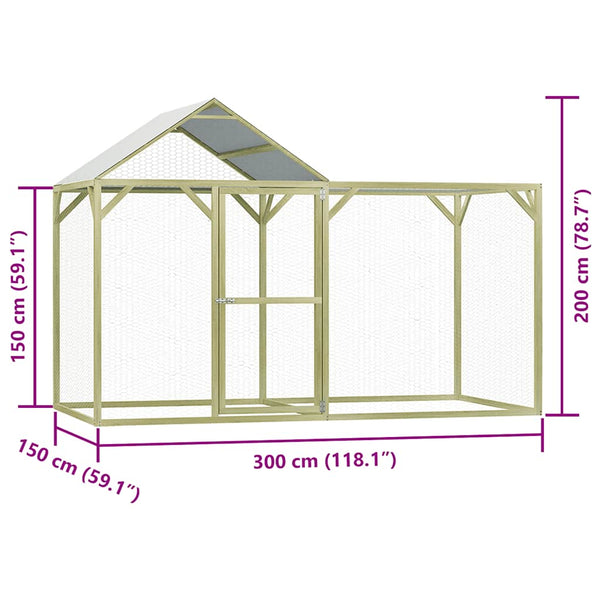 Hühnerkäfig 3x1,5x2 m Imprägniertes Kiefernholz