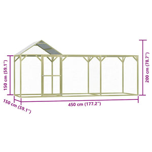 Hühnerkäfig 4,5x1,5x2 m Imprägniertes Kiefernholz