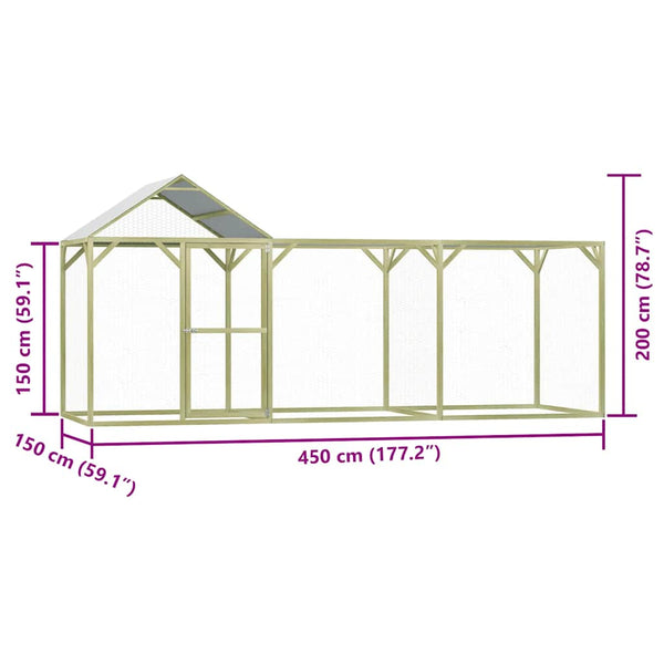 Hühnerkäfig 4,5x1,5x2 m Imprägniertes Kiefernholz