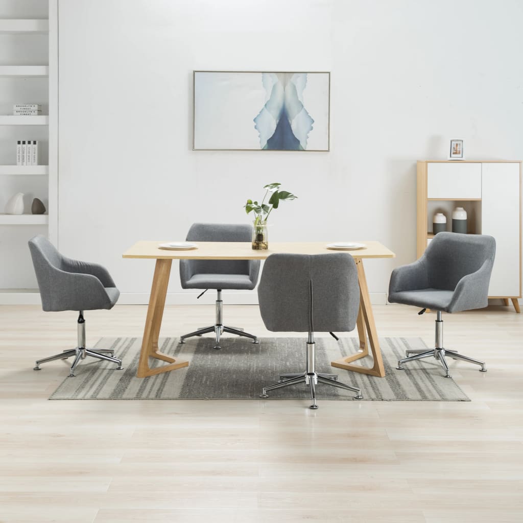 vidaXL Chaises de salle à manger pivotantes 4 pcs Tissu gris clair