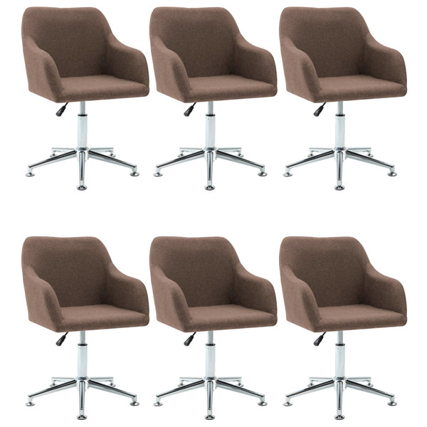 Esszimmerstühle Drehbar 6 Stk. Braun Stoff