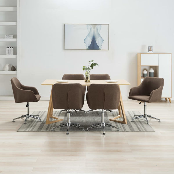 Esszimmerstühle Drehbar 6 Stk. Braun Stoff
