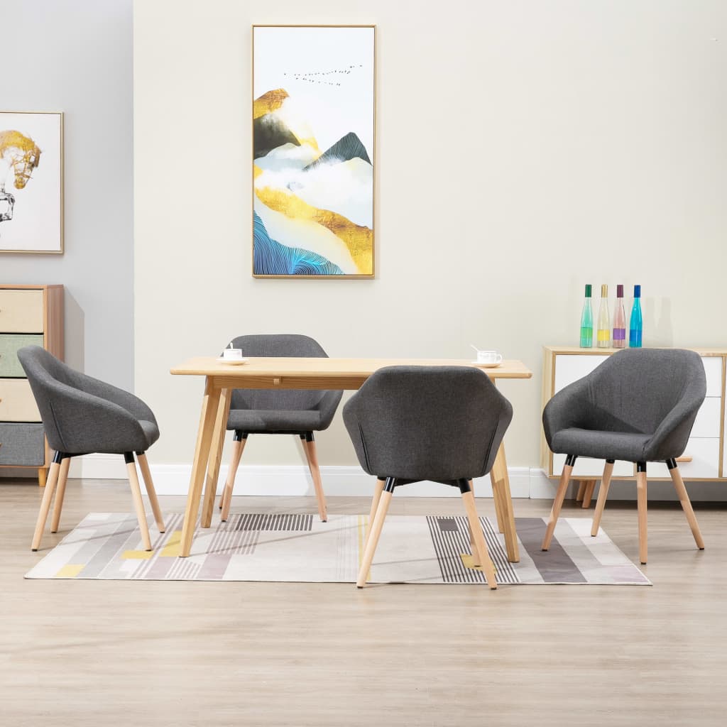 vidaXL Chaises de salle à manger 4 pcs Gris foncé Tissu