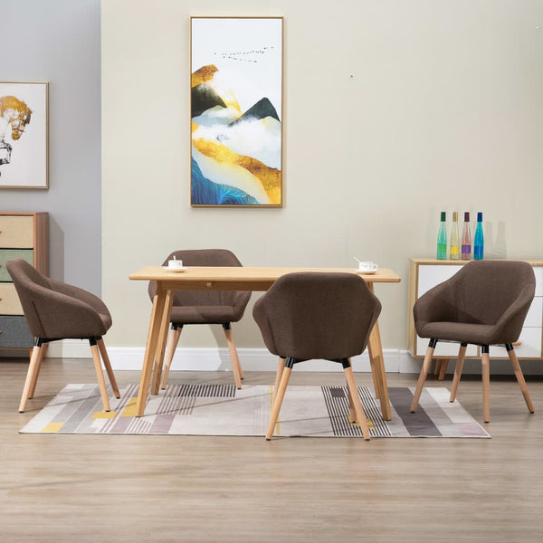 vidaXL Chaises de salle à manger 4 pcs Marron Tissu
