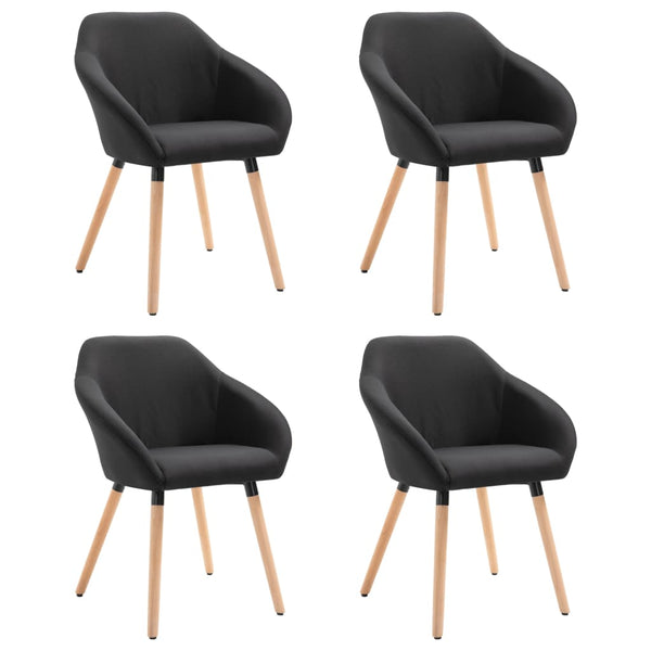vidaXL Chaises de salle à manger 4 pcs Tissu noir