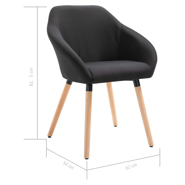 vidaXL Chaises de salle à manger 4 pcs Tissu noir