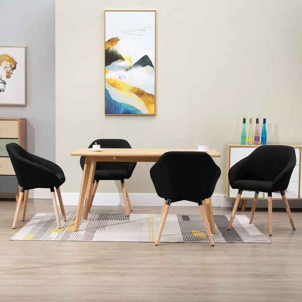 vidaXL Chaises de salle à manger 4 pcs Tissu noir