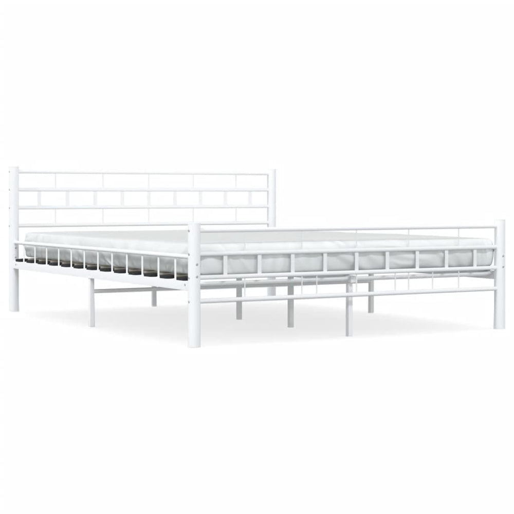 vidaXL Bed Frame White Metal 160x200 cm