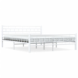 vidaXL Bed Frame White Metal 160x200 cm