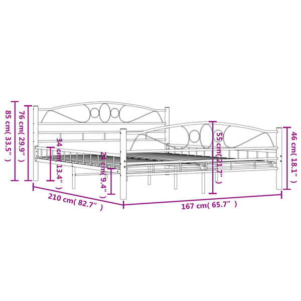 Bettgestell Weiß Metall 160×200 cm