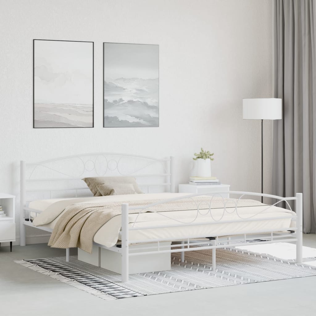 vidaXL Cadre de lit Blanc Métal 160x200 cm