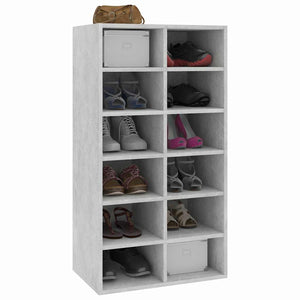 Betongraues Schuhregal, 12 Fächer