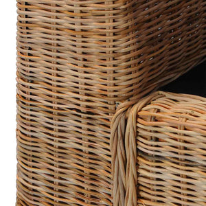 2-tlg. Sofagarnitur mit Kissen Natur Rattan