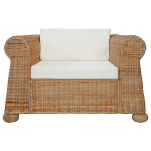 2-tlg. Sofagarnitur mit Kissen Natur Rattan