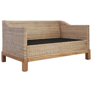2-tlg. Sofagarnitur mit Auflagen Natur Rattan