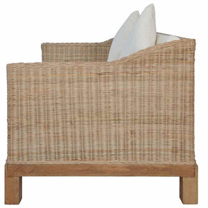 2-tlg. Sofagarnitur mit Auflagen Natur Rattan