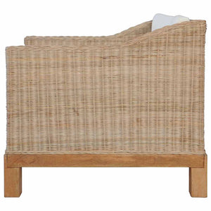 3-tlg. Sofagarnitur mit Auflagen Natur Rattan