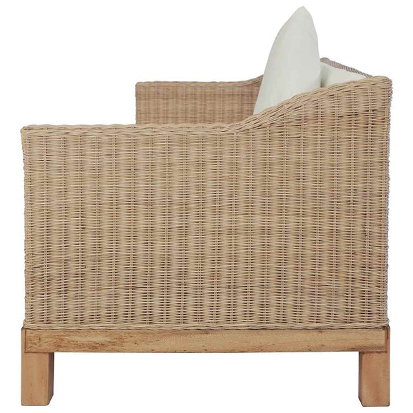 3-tlg. Sofagarnitur mit Auflagen Natur Rattan