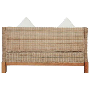 3-tlg. Sofagarnitur mit Auflagen Natur Rattan