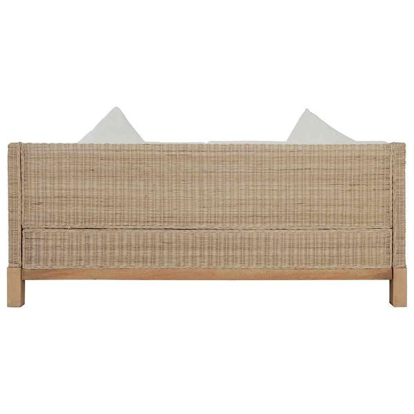 3-tlg. Sofagarnitur mit Auflagen Natur Rattan