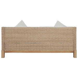 3-tlg. Sofagarnitur mit Auflagen Natur Rattan