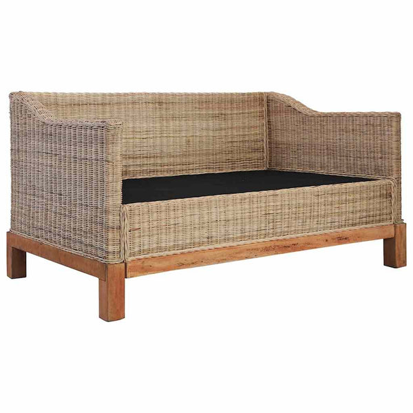 3-tlg. Sofagarnitur mit Auflagen Natur Rattan