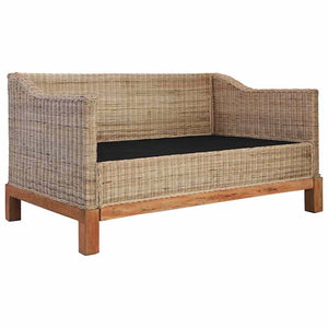 3-tlg. Sofagarnitur mit Auflagen Natur Rattan