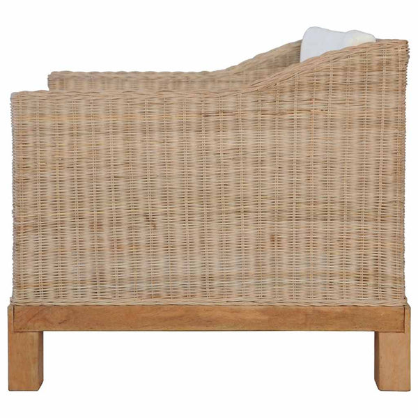 2-tlg. Sofagarnitur mit Auflagen Natur Rattan