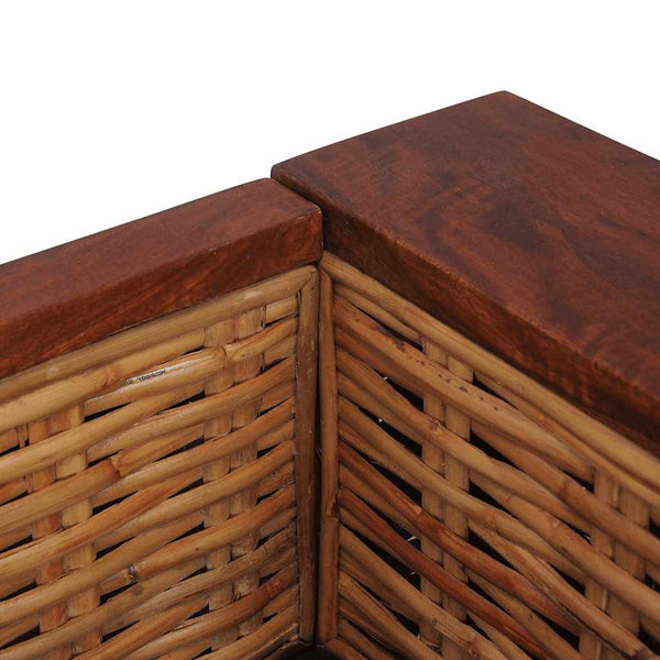 2-tlg. Sofagarnitur mit Auflagen Braun Natur Rattan