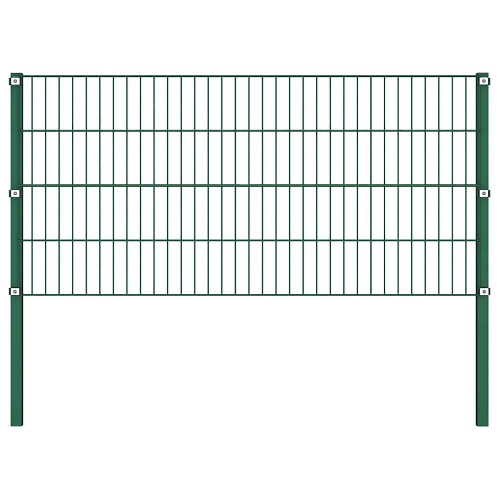 vidaXL Fence Panel with Posts Iron 522 x 80 cm Green