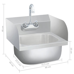 Gastro Handwaschbecken Edelstahl mit Wasserhahn