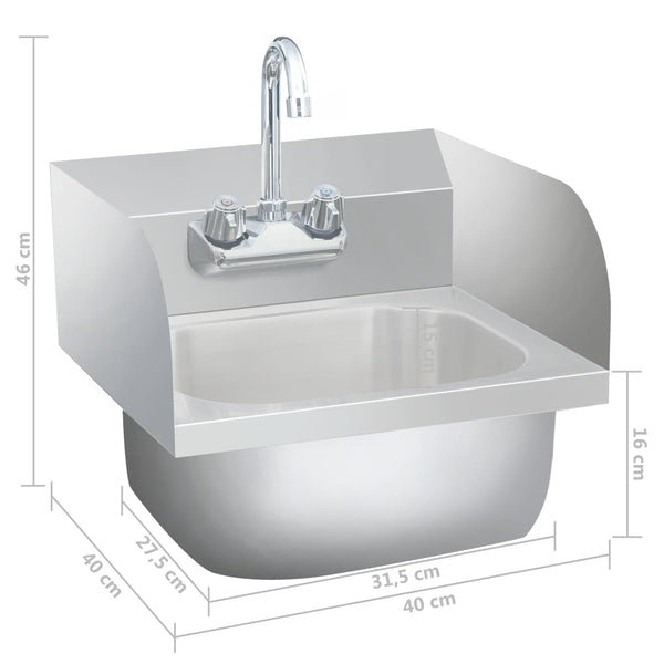 Gastro Handwaschbecken Edelstahl mit Wasserhahn
