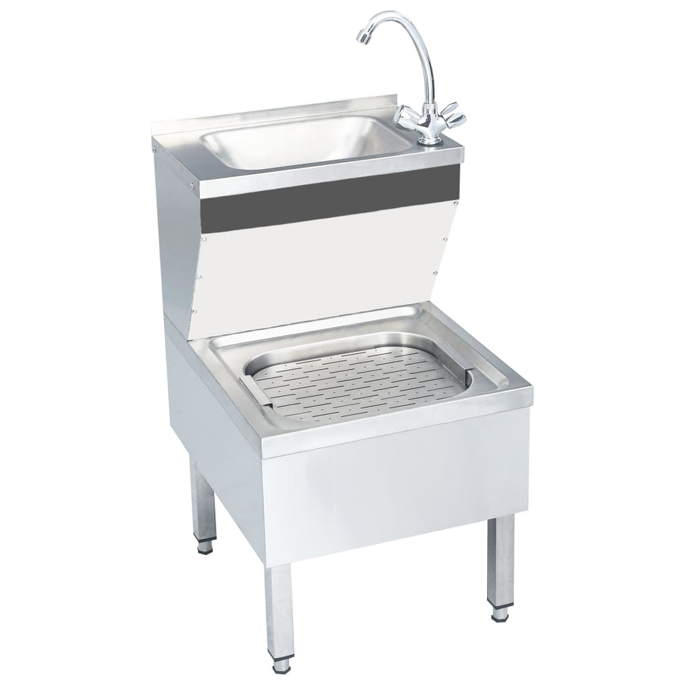 vidaXL Commercial Hand Wash Basin with Tap Freestanding Stainless Steel