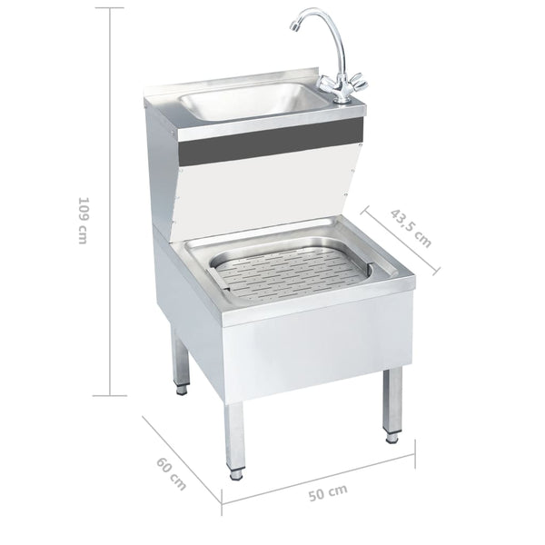 Gastro Handwaschbecken Edelstahl Freistehend mit Hahn