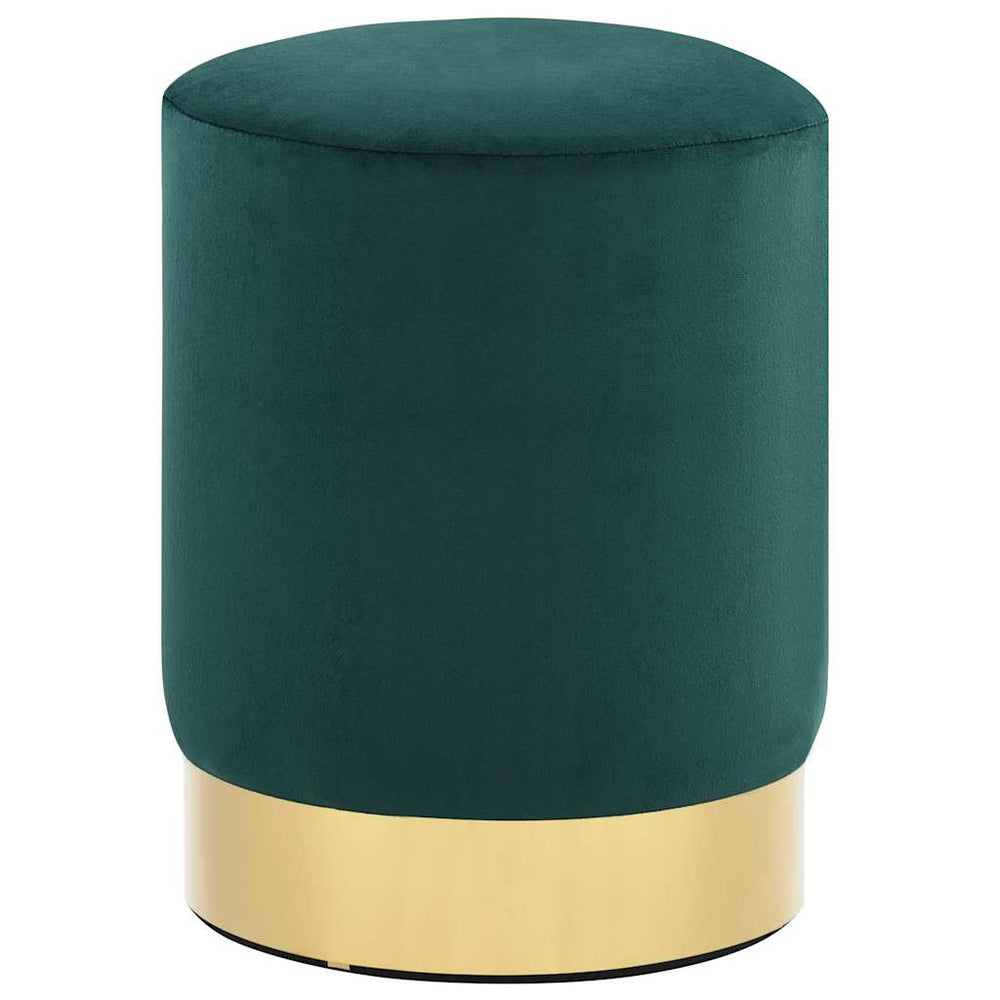 Hocker Dunkelgrün und Golden Samt 28 x 36 cm