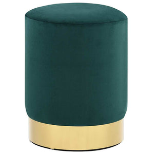 Hocker Dunkelgrün und Golden Samt 28 x 36 cm