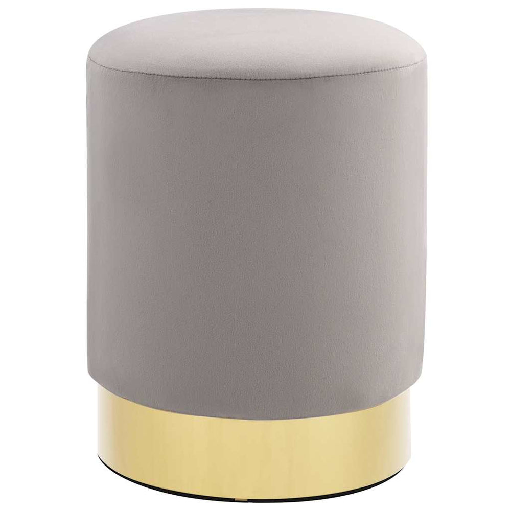 Hocker Hellgrau und Golden Samt 28 x 36 cm