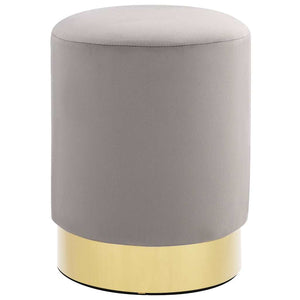 Hocker Hellgrau und Golden Samt 28 x 36 cm